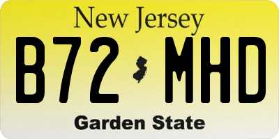 NJ license plate B72MHD