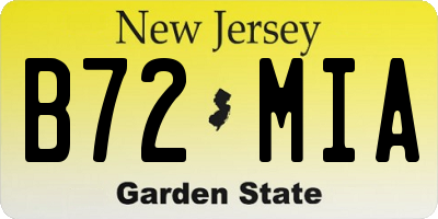 NJ license plate B72MIA
