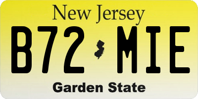 NJ license plate B72MIE
