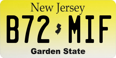 NJ license plate B72MIF