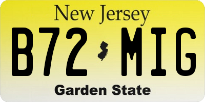 NJ license plate B72MIG