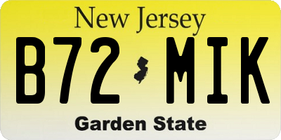 NJ license plate B72MIK