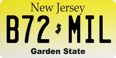 NJ license plate B72MIL
