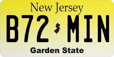 NJ license plate B72MIN