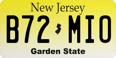 NJ license plate B72MIO