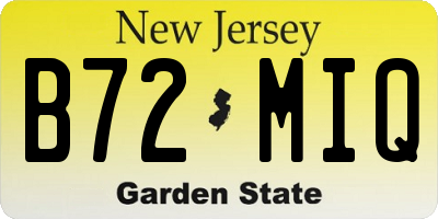 NJ license plate B72MIQ
