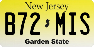 NJ license plate B72MIS