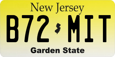 NJ license plate B72MIT