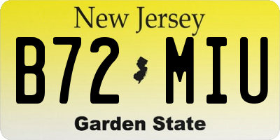 NJ license plate B72MIU