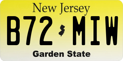 NJ license plate B72MIW
