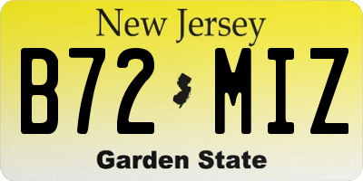 NJ license plate B72MIZ