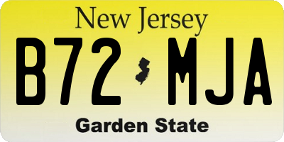 NJ license plate B72MJA
