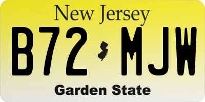 NJ license plate B72MJW