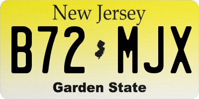 NJ license plate B72MJX