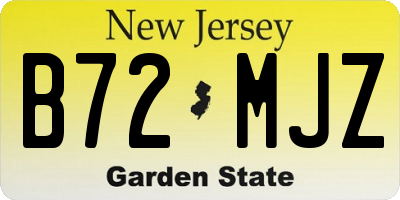 NJ license plate B72MJZ