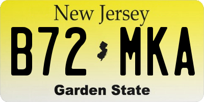 NJ license plate B72MKA