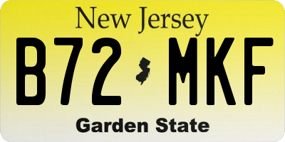 NJ license plate B72MKF