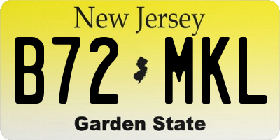 NJ license plate B72MKL