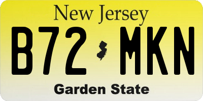 NJ license plate B72MKN