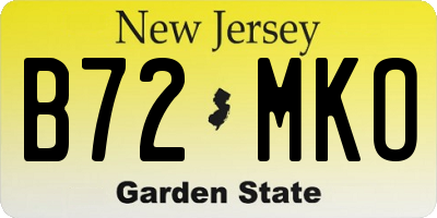 NJ license plate B72MKO
