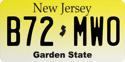 NJ license plate B72MWO