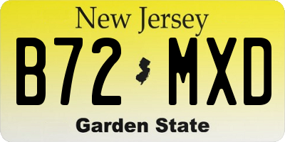 NJ license plate B72MXD