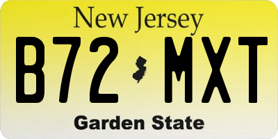 NJ license plate B72MXT