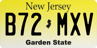 NJ license plate B72MXV