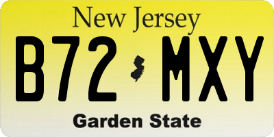 NJ license plate B72MXY