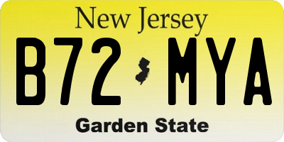 NJ license plate B72MYA