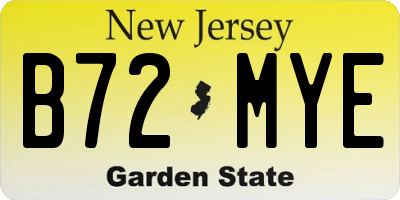 NJ license plate B72MYE
