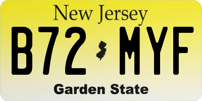 NJ license plate B72MYF