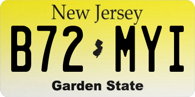 NJ license plate B72MYI