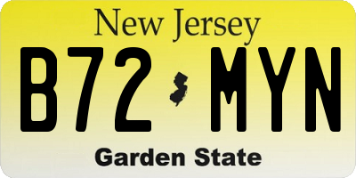 NJ license plate B72MYN