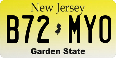 NJ license plate B72MYO
