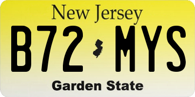 NJ license plate B72MYS