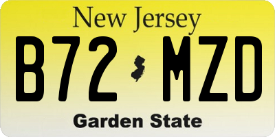 NJ license plate B72MZD