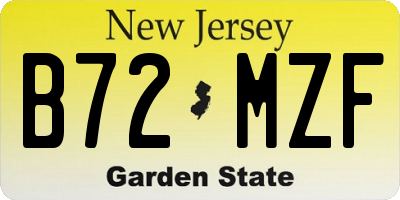 NJ license plate B72MZF