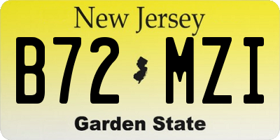 NJ license plate B72MZI