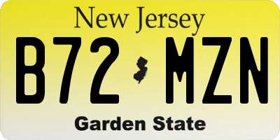 NJ license plate B72MZN