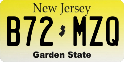NJ license plate B72MZQ