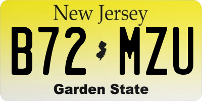 NJ license plate B72MZU