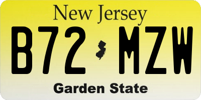 NJ license plate B72MZW