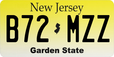 NJ license plate B72MZZ