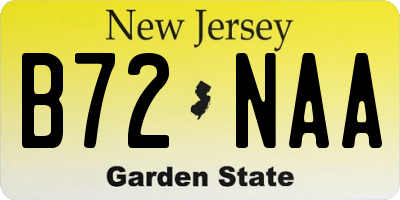 NJ license plate B72NAA