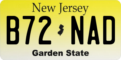 NJ license plate B72NAD