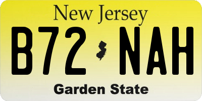 NJ license plate B72NAH