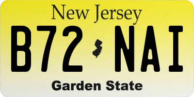 NJ license plate B72NAI