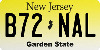 NJ license plate B72NAL