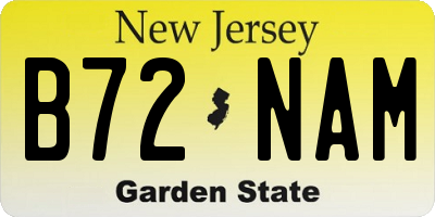 NJ license plate B72NAM